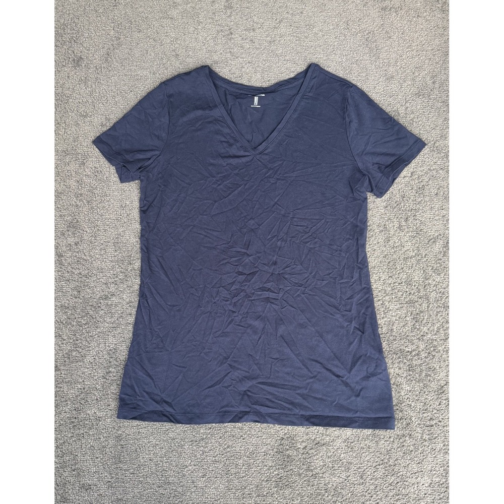 Amazon Essentials Womens Navy Blue V-Neck Short Sleeve T-Shirt Size M Slim Fit